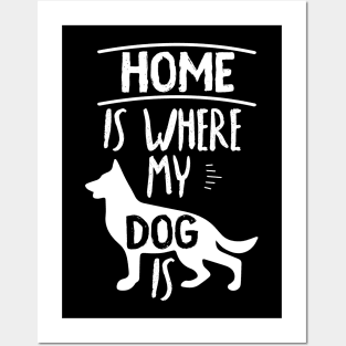 Home Is Where My Dog Is Cute Dog Owner Quote Design Posters and Art